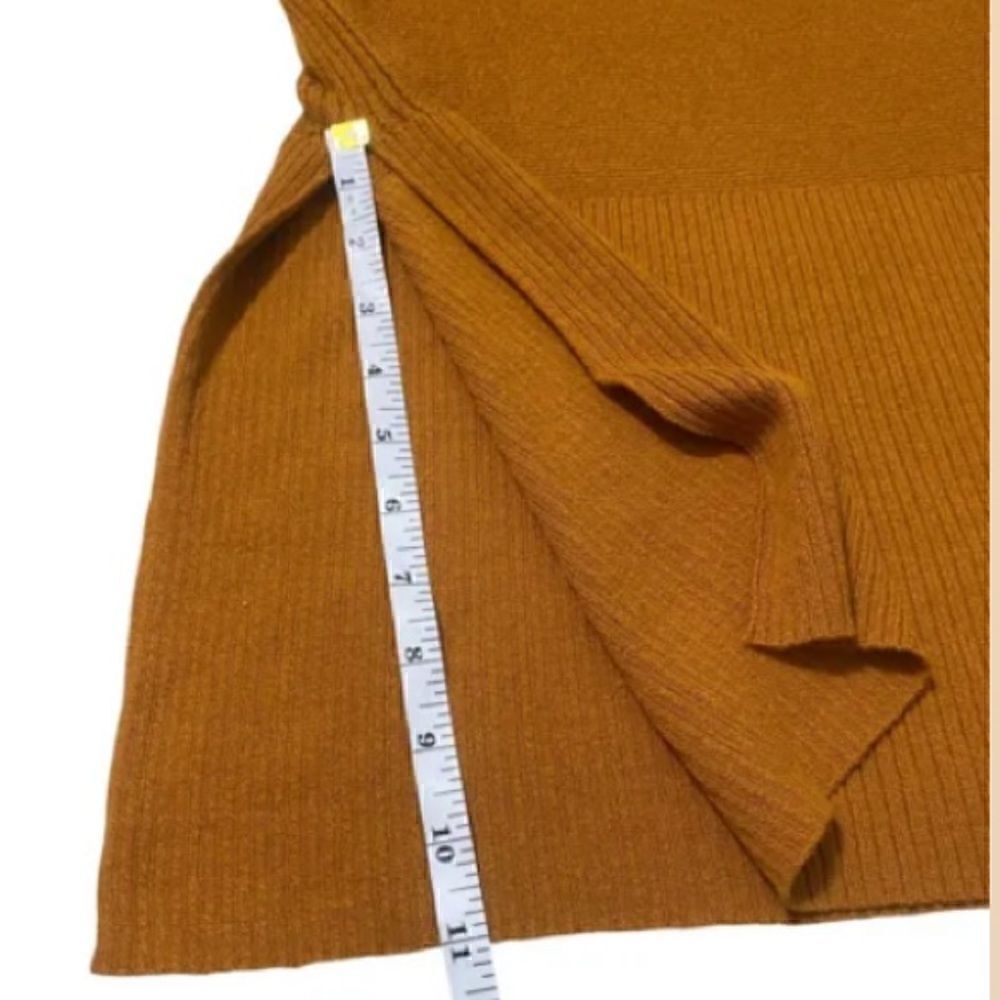 Free People Sz XS Slit Cuff Thermal Knit Long Sleeve Top Gold Mustard Yellow - Picture 4 of 7